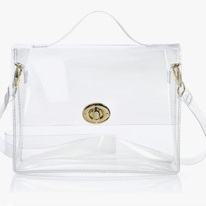 Clear Stadium Approved Crossbody Purse with gold colored hardware